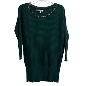 JENNIFER LOPEZ Women’s Pullover Sweater Medium Silver Chain Interwoven On Neck